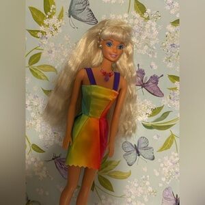 Barbie Doll in Rainbow Dress with Blonde Hair